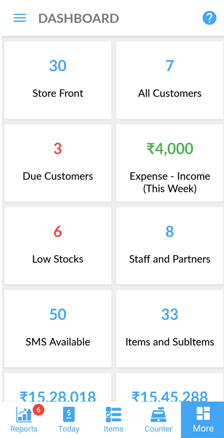 Zobaze POS dashboard with sales, expenses and low-stock reports